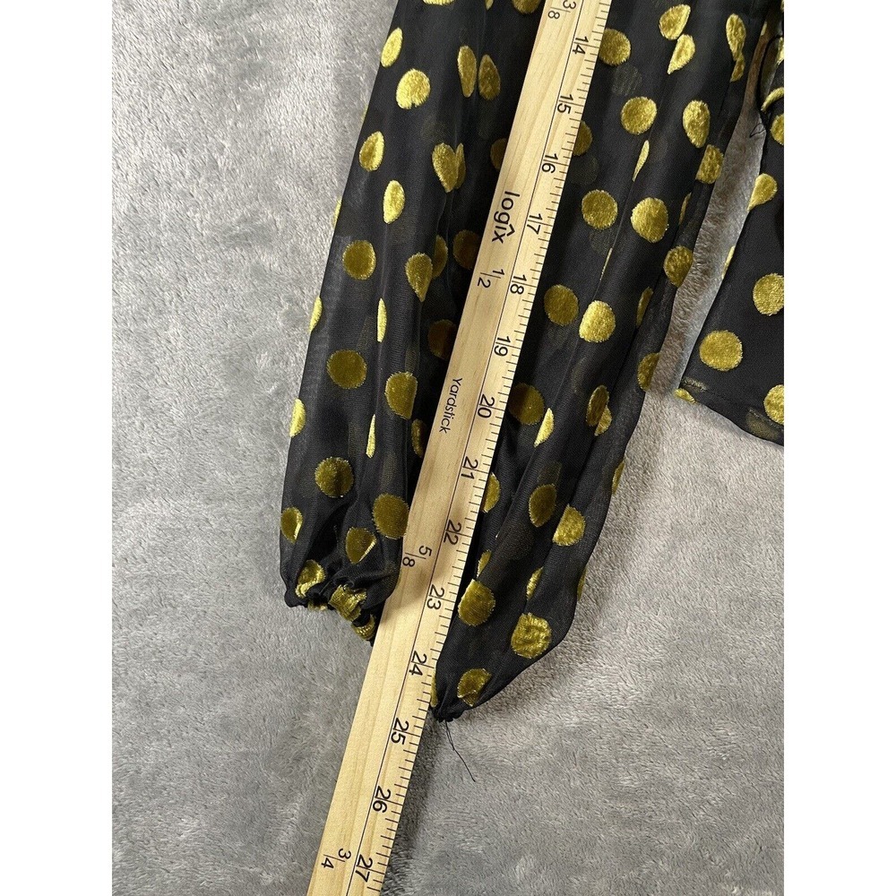 ASTR The Label Tonic Wrap Polka Dot Top Black Gold Size Small - Picture 7 of 10